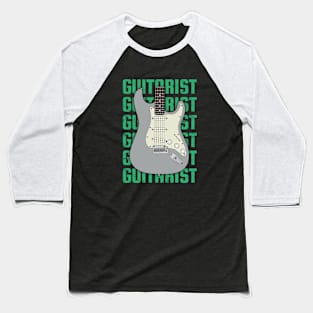 Guitarist Repeated Text S-Style Electric Guitar Body Baseball T-Shirt